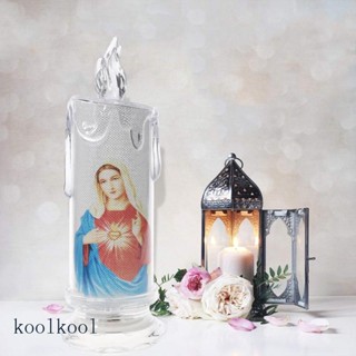 Kool Jesus Virgin Christ โคมไฟเทียนอิเล็กทรอนิกส์ LED ไร้เปลวไฟ สไตล์โรแมนติก