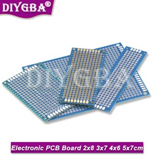 บอร์ดวงจรพิมพ์ PCB 2x8 ซม. 3x7 ซม. 4x6 ซม. 5x7 ซม. 5*7 ซม. 4*6 ซม. 3*7 ซม. สีฟ้า สําหรับ Arduino 1 ชิ้น