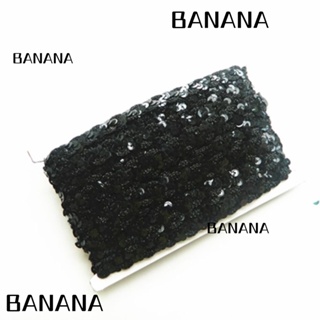 Banana1 ริบบิ้นพลาสติกโพลีเอสเตอร์ 0.6 นิ้ว 2 แถว สีดํา 15 หลา สําหรับตกแต่งชุดแต่งงาน