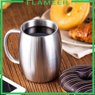 [Flameer] แก้วกาแฟสเตนเลส สองชั้น กันแตก 420 มล. ใช้ง่าย