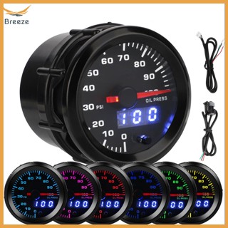 Breeze ชุดเกจวัดแรงดันน้ํามันดิจิทัล 100 PSI 12V 2 นิ้ว 52 มม. พร้อมเซนเซอร์