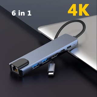 อะแดปเตอร์ฮับ USB C Type C เป็นอีเธอร์เน็ต Rj45 Lan USB3.0 USB2.0 3 พร้อม 4K@30HZ HDMI Thunderbolt 3 Type C USB-C PD สําหรับ Mac Book Pro Air