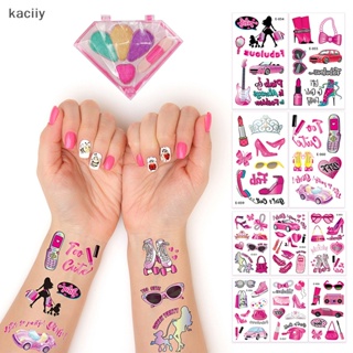 Kaciiy สติกเกอร์รอยสัก ลายการ์ตูนบาร์บี้ ธีม กันน้ํา สีชมพู สไตล์เรโทร สําหรับติดตกแต่งร่างกายเด็กอนุบาล