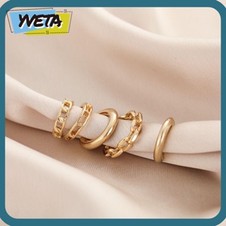 Yveta ต่างหูแบบหนีบ ประดับเพทาย สีทอง ของขวัญแฟชั่น