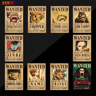 โปสเตอร์กระดาษคราฟท์ ลายอนิเมะ One Piece Luffy 1.5 Billion Bounty T8 สไตล์วินเทจ สําหรับตกแต่งผนัง