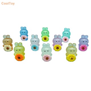 Cooltoy เครื่องประดับเรซิ่น รูปการ์ตูนกระต่าย ดอกไม้น่ารัก เรืองแสง 2 ชิ้น