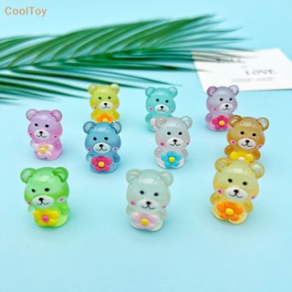 Cooltoy เครื่องประดับเรซิ่น รูปการ์ตูนหมีน่ารัก เรืองแสง อุปกรณ์เสริม สําหรับตกแต่ง 2 ชิ้น