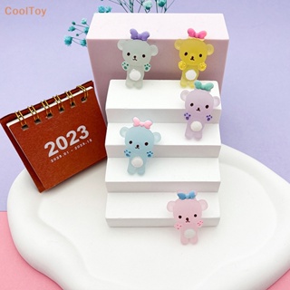 Cooltoy ขายดี กิ๊บติดผมเรซิ่น รูปหมี โบว์ เรืองแสง ขนาดเล็ก อุปกรณ์เสริม สําหรับตุ๊กตา 2 ชิ้น