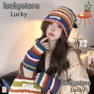 Lucky หมวกถัก อะคริลิคไฟเบอร์ หลากสี แบบสวมหัว ให้ความอบอุ่น ลําลอง กลางแจ้ง