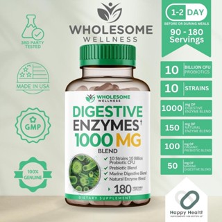 Wholesome Wellness Digestive Enzymes 1000 Mg. With Probiotics &amp; Prebiotics (180 Capsules)