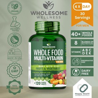 Wholesome Wellness Whole Food Multivitamin for Men Made with Organic &amp; Natural Fruits &amp; Vegetables (120 Capsules)