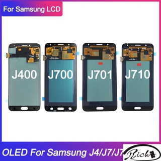 หน้าจอแสดงผลสัมผัสดิจิทัล LCD OLED สําหรับ Samsung Galaxy J4 J400 J7 J700 J701 J710