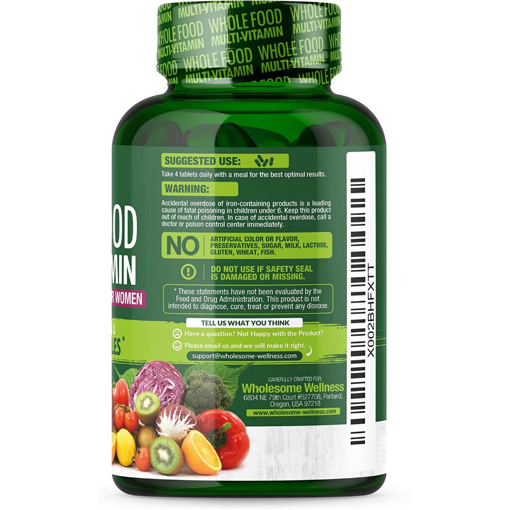Wholesome Wellness Whole Food Multivitamin for Women Made With Organic & Natural Fruits & Vegetables (120 Capsules) - รูปที่ 2