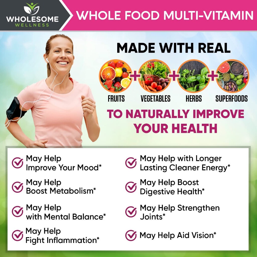 Wholesome Wellness Whole Food Multivitamin for Women Made With Organic & Natural Fruits & Vegetables (120 Capsules) - รูปที่ 7