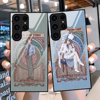 เคสโทรศัพท์มือถือกระจกนิรภัย แบบแข็ง กันกระแทก ลายการ์ตูนโคนัน สําหรับ Samsung S23 Ultra S22 Plus S21 S20 FE A54 A53 5G A23 A14 A13 A72 A03