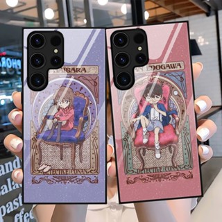 เคสโทรศัพท์มือถือกระจกนิรภัย แบบแข็ง กันกระแทก ลายการ์ตูนโคนัน สําหรับ Samsung S23 Ultra S22 Plus S21 S20 FE A54 A53 5G A23 A14 A13 A72 A03