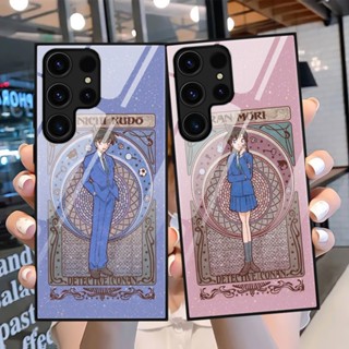 เคสโทรศัพท์มือถือกระจกนิรภัย แบบแข็ง กันกระแทก ลายการ์ตูนโคนัน สําหรับ Samsung S23 Ultra S22 Plus S21 S20 FE A54 A53 5G A23 A14 A13 A72 A03