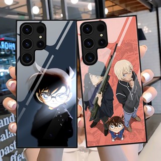 เคสโทรศัพท์มือถือกระจกนิรภัย แบบแข็ง กันกระแทก ลายการ์ตูนโคนัน สําหรับ Samsung S23 Ultra S22 Plus S21 S20 FE A54 A53 5G A23 A14 A13 A72 A03