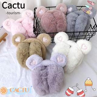 Cactu ที่ปิดหูกันหนาว แต่งตุ๊กตาหมี แบบนิ่ม ให้ความอบอุ่น สําหรับเด็ก