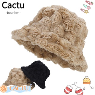 Cactu หมวกบีนนี่ ผ้าโพกหัว ขนกระต่ายเทียม ลายสับปะรด สไตล์วินเทจ ให้ความอบอุ่น หนานุ่ม ฤดูใบไม้ร่วง ฤดูหนาว