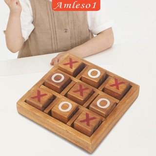 [Amleso1] เกมกระดานไม้ปริศนา Tic Tac Toe XO สําหรับเด็ก และผู้ใหญ่