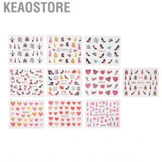 Keaostore 10 Sheet/Set Nail Art  Lipstick High Heels Pattern  Self LJ4