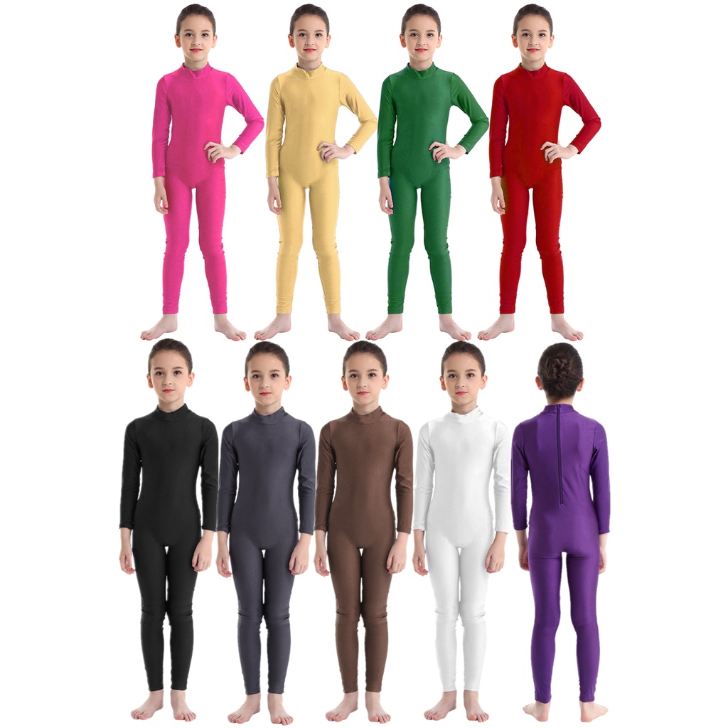 Yeahdor เด็กผู้หญิงแขนยาวซิปบัลเล่ต์เต้นรํายิมนาสติก Leotard Jumpsuit Unitard Dancewear