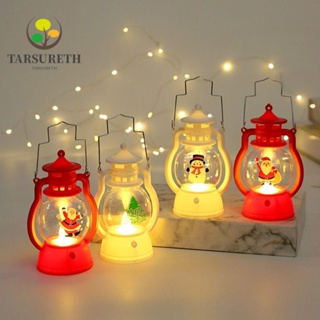 Tarsureth โคมไฟ Led พลาสติก รูปซานต้าคลอส สโนว์แมน แบบพกพา สําหรับตกแต่งปาร์ตี้คริสต์มาส