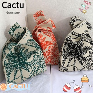 Cactu กระเป๋าถือ กระเป๋าช้อปปิ้ง ผ้าถัก ขนาดเล็ก ออกแบบดี ลําลอง สีพื้น สําหรับผู้หญิง เด็กผู้หญิง