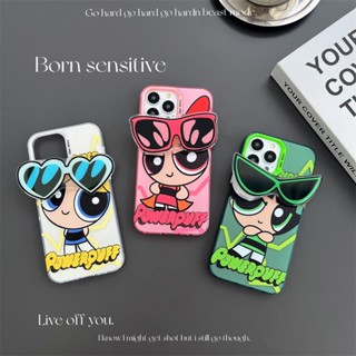 เคสโทรศัพท์มือถือ ลายการ์ตูนพาวเวอร์พัฟเกิร์ล แว่นกันแดด สําหรับ Iphone Apple 14PROMAX 11 13 12