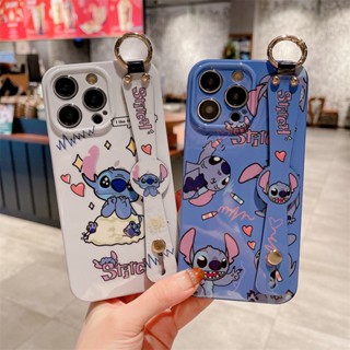 เคสโทรศัพท์มือถือนิ่ม กันกระแทก ลายการ์ตูน Stitch พร้อมสายคล้องมือ สําหรับ Iphone Apple 14pro 11 13PRO MAX 12