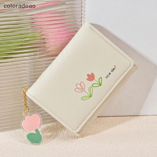 Crd กระเป๋าสตางค์ใบสั้น หนัง PU พิมพ์ลายดอกทิวลิป ขนาดเล็ก สําหรับสตรี ZXH