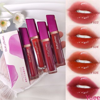 Hengfang Water Gloss Lip Glaze กระจกกระจกไม่ง่ายที่จะติดถ้วยยาวนานไม่ง่ายที่จะจางหายโปร่งใสลิปสติก yuee