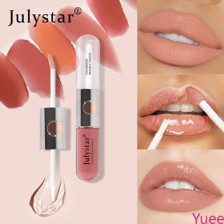 Julystar Double-headed Mirror Lip Glaze ไม่ซีดจางและไม่ติดถ้วย Water GLOSS กันน้ำเหงื่อ yuee