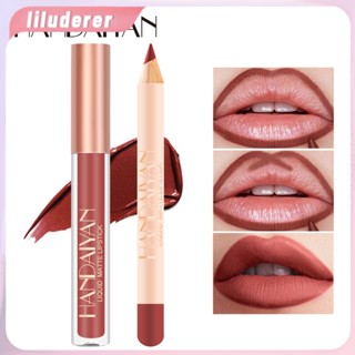 Lip Glaze Non-stick Cup Not Fade Lip Gloss Modified Lip Lip Liner Set Matte Long-Lasting Color ลิปสติก HO