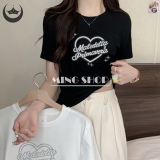 Ming Summer Love เสื้อยืดคอกลม แขนสั้น พิมพ์ลาย สําหรับผู้หญิง TH