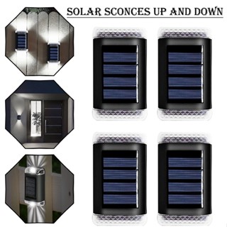 Solar Wall Lights Up Down Solar Sconce Waterproof Deck Fence Light for Outdoor