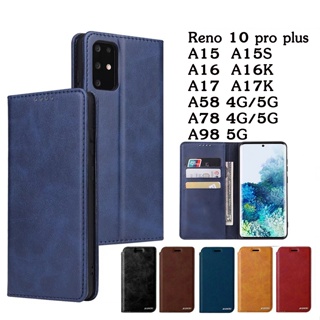 015.เคสโทรศัพท์หนัง เคสฝาพับ พร้อมช่องใส่บัตร ตั้งได้ OPPO Reno 10 pro plus A15 A15S A16 A16K A17 A17K A58 4G A78 A98 5G