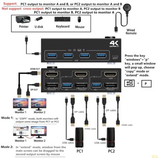 Moon สวิตช์พอร์ต USB3 0 ความละเอียดสูง ช่องคู่ KVM 202DH3 จอแสดงผลความละเอียดสูง และประสิทธิภาพสีเรียบเนียน