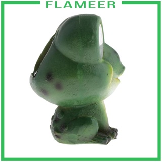 [Flameer] ฟิกเกอร์เรซิ่น รูปกบ สีเขียว พร้อมไฟ LED พลังงานแสงอาทิตย์