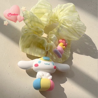 SANRIO Purelove&gt; ยางรัดผมหางม้า ขนาดใหญ่ ลายอนิเมะ Cinnamoroll Hello Kitty น่ารัก ของขวัญ สําหรับเด็กผู้หญิง