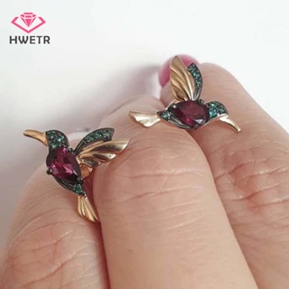 Hwetr Hummingbird ต่างหูระย้า จี้คริสตัล รูปนก