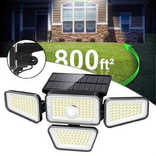 4-Head LED Solar PIR Motion Sensor Garden Wall Light Security Flood Lamp Outdoor