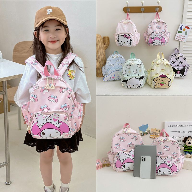 Kuromi Cinnamoroll Knapsack การ์ตูน My Melody กระเป๋านักเรียนกระเป๋าเป้สะพายหลังเด็กน้ําหนักเบา Tarp