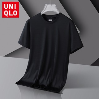 Uniqlo เสื้อกีฬา คอกลม แขนสั้น ผ้าเรยอน แบบแห้งเร็ว ระบายอากาศ สําหรับผู้หญิง ใส่เล่นโยคะ กลางแจ้ง