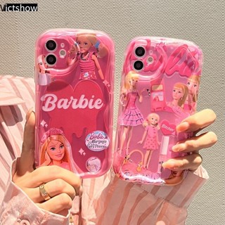 เคสโทรศัพท์มือถือแบบนิ่ม ลายการ์ตูนเจ้าหญิงบาร์บี้ 3D ขอบโค้ง สีแดงกุหลาบ สําหรับ VIVO Y15S Y22 Y22S Y35 Y15C Y91C Y21 2021 Y16 Y56 Y02A Y21A Y21T Y12S Y12 Y20 Y30