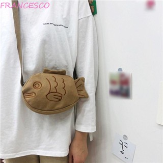 Francesco Taiyaki กระเป๋าสะพายไหล่ ผ้าแคนวาส ลายการ์ตูน ความจุขนาดใหญ่ สไตล์ญี่ปุ่น เหมาะกับการเดินทาง