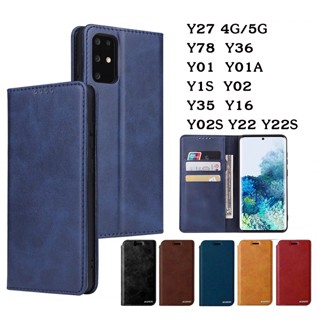 015.เคสโทรศัพท์หนัง เคสฝาพับ พร้อมช่องใส่บัตร ตั้งได้ สำหรับ VIVO  Y78 Y01 Y01A Y1S Y02 Y02S Y22 Y22S Y35 Y16 Y36 Y27 4G