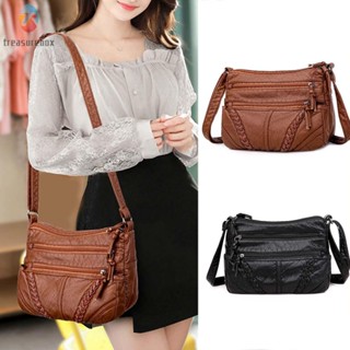 【TRSBX】Fashion Women Retro PU Leather Large Capacity Shoulder Handbag Cross Body Bag