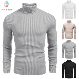 【TRSBX】Keep Warm and Stylish with Mens Solid Turtleneck Pullover Thermal Slim Top